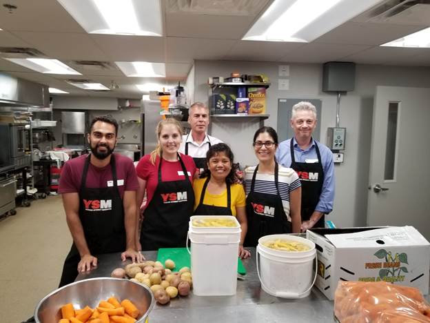 Volunteer group at YSM's Evergreen Centre kitchen