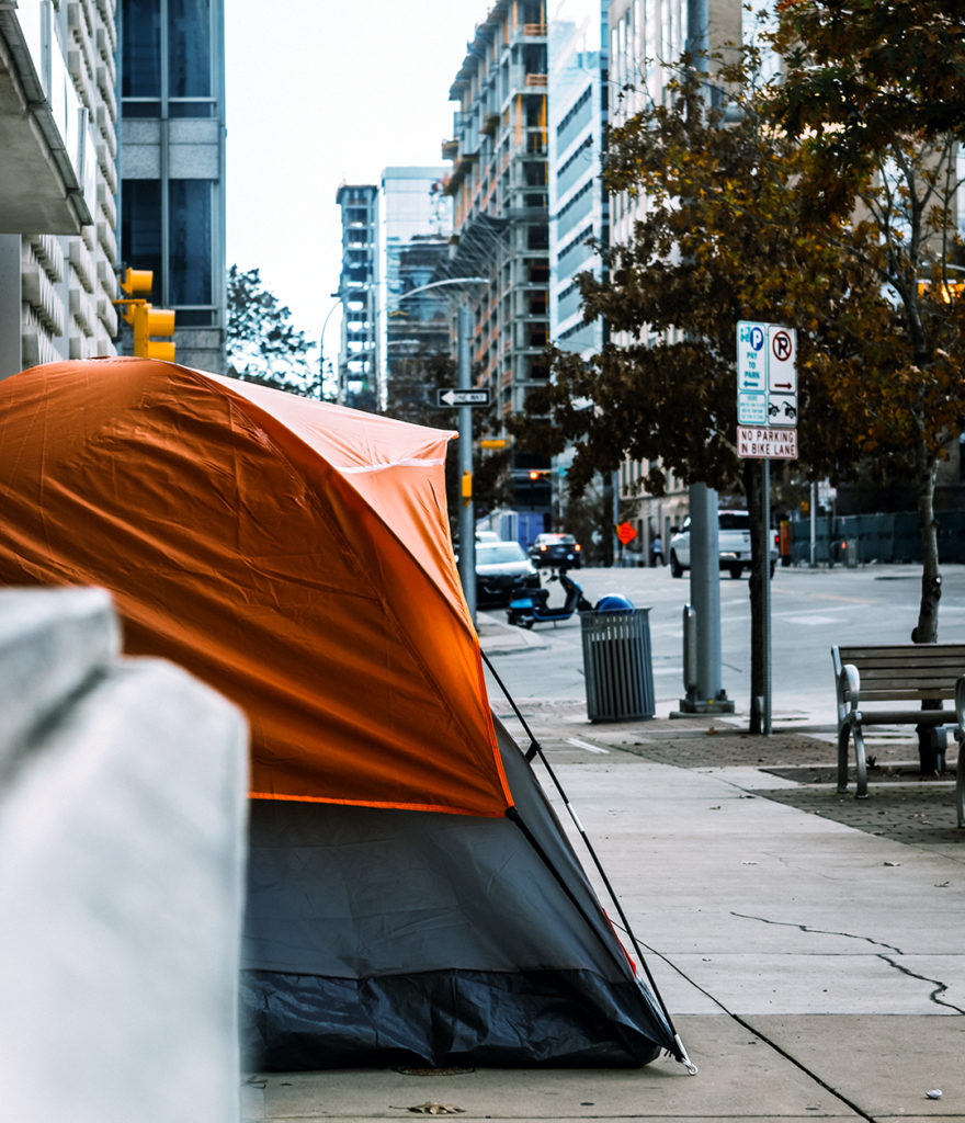 tent on a city street