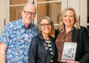 Image of YSM President Angie Peters with the Just Act church gathering hosts Andrew and Ruth